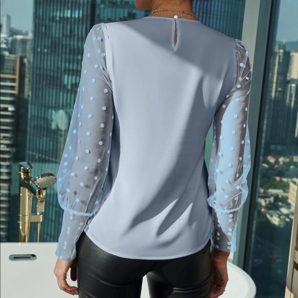 Boho black mesh dot sleeve blouse - Picture 11 of 16